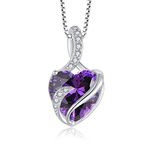 FJ Necklaces for Women 925 Sterling Silver Heart February Birthstone Pendant Necklace Amethyst Jewellery Gifts for Women Girls