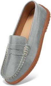 BEAUSEEN Women's Classic Handsewn Penny Loafers - Casual Slip On Moccasin Driving Shoes Lightweight Walking Flats Comfort Women Loafer Shoes, Grey, 11 US