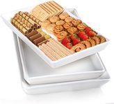 Delling Large Serving Platter, 16/14/12 Inch Rectangular Serving Trays for Serving Food, Serving Tray for Party - Set of 3, White