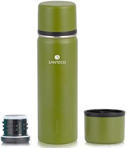 Santeco Vacuum Flask 1000ml - Stainless Steel Double Walled Vacuum Insulated Travel Coffee Flask, Water Bottle for 12hrs Hot/24hrs Cold Drinks-Green