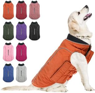 KOESON Dog Winter Jacket, Thick Padded Warm Dog Coat with Harness Hole, Reflective Adjustable Cold Weather Dog Coats for Winter, Cozy Windproof Dog Snow Jacket Vest for Small Medium Dogs Orange S