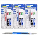 BAZIC 2.0mm Mechanical Lead Pencil with 4 Ceramic Lead Refills, HB 2B 4B 6B Lead, for Art Drafting Drawing Sketching Shading, 3-Packs