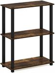 Furinno Turn-S-Tube 3-Tier Compact Multipurpose Shelf Display Rack with Square Tube, Amber Pine/Black