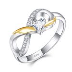 Starchenie Infinity Ring 925 Sterling Silver Heart 3A Zircon Gold Wing Engagement Ring for Women