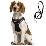 Fida Step-in Flex Dog Harness with Dog Leash, Soft Puppy Vest - All Weather Mesh, Step in Adjustable Harness for Tiny Dog or Cat (L, Black)