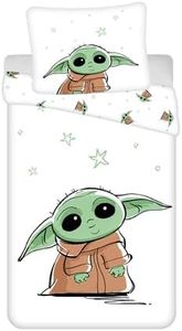 Jerry Fabrics F - Parure da letto - Star Wars - Baby Yoda- 2 pezzi - Copripiumino - reversibile - 140 x 200 - Federa - 70 x 90 cm - 100% cotone