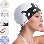 COPOZZ Swim Cap for Women, Silicone