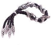 tqyzkh Antique Silver Jewelry Vintage Stylish Red Rope Crystal Rhinestone Dragon Bracelets & Bangles for Women Black Rope
