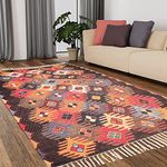 HOMA DORN Chindi Handmade Printed Modern Dhurrie/Rugs/Carpet for Living Room/Drawing Room Enhanced Decor for Bedroom (Multicolor, 5 Feet x 7 Feet)