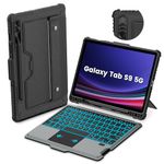 Nillkin Bumper Combo Samsung Galaxy Tab S9 11-inch Keyboard Case,Detachable Keyboard with Kickstand,Camera Cover,Magic Trackpad,S Pen Holder,7 Colors Backlit-Black