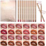 12 Colour Matte Lip Liner Pen Set,Slim Waterproof Brown Lip Linerr,High Pigmented Creamy Nude Lip Liners,Non-fading Long Lasting Lipliner Pencil for Women