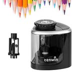 Tihoo Electric Pencil Sharpener Automatic and Manual Portable Pencil Sharpeners, Fast Sharpen 6-8 mm Charcoal and Colored Pencils with Replacement Blade, Suitable for Artists/Classroom/Office/Home