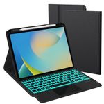 ROOFEI iPad 10th Generation Case with Keyboard (10.9", 2022) : 7 Color Backlight +Multi-Touch Trackpad +Pencil Holder +Detachable Wireless Keyboard Folio Tablet Case for iPad 10th Gen 2022