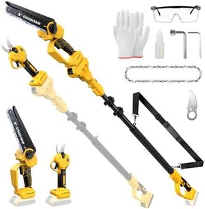 4-in-1 Cordless Pole Saw & Electric Pruning Shears Combo for De Walt 20V MAX Battery (No Battery), Brushless 8 Inch Mini Chainsaw, 15.8 FT Max Reach, Tree Trimmer & Branch Cutter