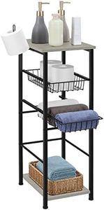 Small Bathroom Shelves, Floor Storage Cabinet with 2 Drawers, Narrow Towel Rack Organizer 4 Tiers, Modern Bathroom Storage Tower Cabinet with Tissue Bar, Standing Units Shelf for Laundry Living Room