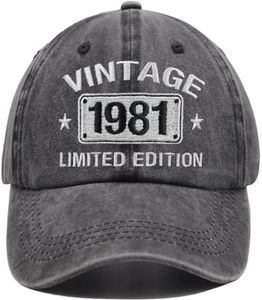 Vintage 1981 Limited Edition Hats for Men Women, 43th Birthday Decorations, 43 Year Old Adjustable Embroidered Baseball Cap Retirement Gifts Mom Dad