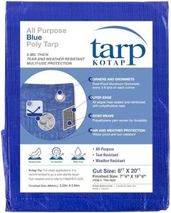 Kotap 8 x 20 ft All-Purpose Multi-Use Protection/Coverage 5-mil Poly Tarp, Waterproof, Blue, 1-Pack (TRA-0820)