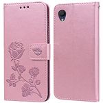 PKQTOP Phone Case for Alcatel 1 2021/1 2019 with Kickstand,Card Slots,Silicone Bumper,Shockproof,Flip Wallet Leather Protective Cover for Alcatel 1 2021(5'') Pink