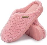 LongBay Women's Comfy Coral Fleece Memory Foam Slippers with Comfy Flannel Upper Slip on House Shoes for Indoor or Outdoor