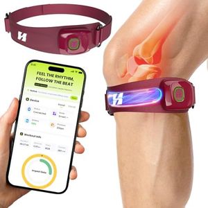2.0 AI Intelligent Patellar Tendon Support Strap, Adaptive Compression Knee Brace for Real-Time Knee Support & Pain Relief, AI Motion Sensing Patella Band for Running, Hiking, Cycling, Gym (Dark Red)