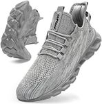 QIJGS Running Shoes for Men Gym Tennis Athletic Mesh Sneakers Lightweight Sports Fashion Workout Casual Shoes, Grey, 10