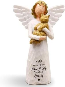 BORLESTA Cat Memorial Gifts, Pet Loss Sympathy Gift, Cat Gifts for Women, Pet Memorial Cats Remembrance Gift, in Memory of Cats Statue Hand-Painted Figurines (Brown)