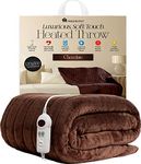 Homefront Electric Heated Throw/Over Blanket in Chocolate (160 x 120 Centimetres) Easy To Use Digital Control - Machine Washable - Ultra Soft, Cosy Finish