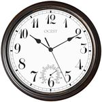 OCEST 12Inch Outdoor Garden Clock, Waterproof Wall Clock with Thermometer, Weather-Resistant Non-Ticking Battery Operated Decor Clock for Patio Pool Lanai Porch Kitchen Living Room 30.5CM