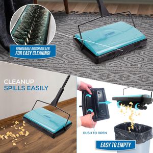Manual Carpet Sweeper with Detachable Comb – Efficient Carpet & Rug Cleaner
