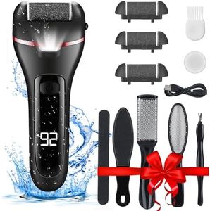 Electric Foot File, Wetisedg® Rechargeable Callus Remover for Feet, Hard Skin Remover, Pedicure kit with 3 Rollers LED Light, Foot Care Kit (Deep Dark Black)