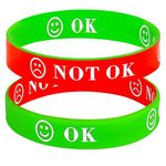 Silicone Wristbands,Rubber Wristbands for Children,Mental Health Bracelet Set of 2,Communication Aids,Non Verbal Communication Aids,Wrist Bands for Kids,Anger Management Toys Favours School Supplies