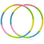 2PCS 70cm Fitness Exercise Hoops,16 Sections Kids Color Toy Hoop, Adjustable Fitness Hoop, Ideal for Gymnastic Outdoor Activities,Detachable and Size Adjustable
