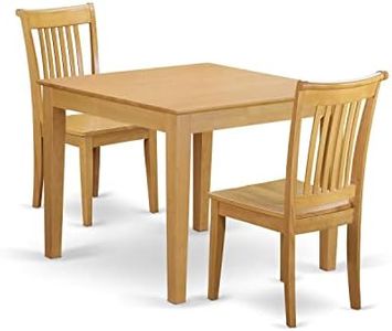 3-Piece Dinette table set - Table and 2 wood seat dining chairs in Oak finish