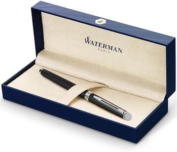 Waterman Hémisphère pluma estilográfica, con adorno cromado, plumín fino con cartucho de tinta negra, estuche de regalo, color negro mate