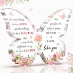 Bosses Day Gifts for Women, Boss Gifts for Women, Boss Lady Gifts for Women, Gifts for Boss Women - Butterfly Acrylic Plaque for Boss Day Christmas Birthday - Gifts for Boss for Going Away Retirement