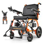 SuperHandy GoRide 2 Electric Wheelchair - Lightweight (19KG), Foldable, Dual Brushless Motors, Zero Turn, Electromagnetic Brake, Portable Design for Enhanced Mobility (150lbs Capacity)