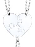 Friendship Necklace for 3 Best Friend Forever Pendant Stainless Steel Family Puzzle Jewerly