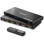 HDMI Switch 4K 60Hz, AVIDGRAM HDMI 2.0 Switcher 4 in 1 Out, 4 Port HDMI Selector Box with IR Remote Control Support HDCP 2.2 HDR10 3D 18Gbps, Compatible with Xbox, PS4, HDTV, Monitor