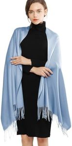 RIIQIICHY Pashmina Shawl for Women Weddings Wraps for Evening Dresses Light Blue Scarfs for Winter Warm Large Scarves