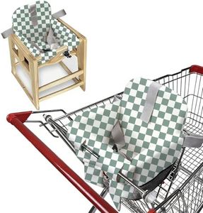 Shopping Cart Seat Cover for Baby, High Chair & Grocery Seat Protector, Padded Chair Covers for Restaurant Seats, Unisex Machine Washable Grocery Cart Liner & Swing Insert (Sage Green)