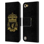 Head Case Designs Officially Licensed Liverpool Football Club Black 2 Crest 2 Leather Book Wallet Case Cover Compatible With Apple iPod Touch 5G 5th Gen