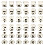 CEEYSEE 100Pcs(50Set) Silvery Chicago Screws Assorted Kit M5 x 5mm Nail Rivet Chicago Button for DIY Leather Decoration Bookbinding Round Flat Head Stud Screw (M5 x 6mm)