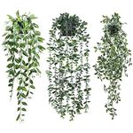 3 Pack Artificial Hanging Plants Potted Greenery Decor Fake Ivy Plant Vine Plastic Plant for Office Farmhouse Home Indoor Outdoor Decor Wall House Room Decoration Wall Wedding Party Home Garden