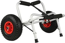 BREEZENEST Foldable Kayak Trolley Cart, 100kg Heavy Duty Aluminium Kayak Carrier with Pneumatic Tyres, Canoe Boat Transport Trolley, Universal Kayak Hardware Transport Cart