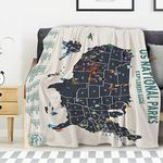 Avalokitesvara National Park Map Flannel Blanket Super Soft and Warm for Bed Couch Sofa 80x60 Inch Twin Blanket for Adult