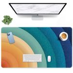 Britimes Boho Vintage 70S Sun Large Mouse Pad Non-Slip Retro Rainbow Sunset Desk Pad Keyboard and Mouse Desk Mat Gaming Mousepad for Game, Office & Home, 31.5 x 15.7 in