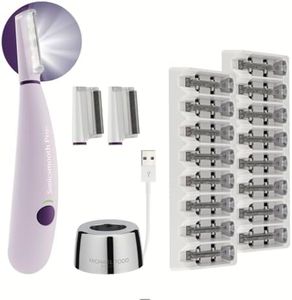 Michael Todd Beauty - Sonicsmooth Pro+ Dermaplaning System - with LED Light - 2 in 1 Women's Face Exoliation & Peach Fuzz Hair Remover - 16 Safety Tips & 2 Microdermabrasion Tips