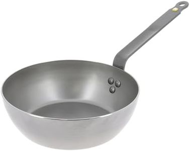 de Buyer Mineral B Carbon Steel Country Fry Pan - 9.5” - Ideal for Sauteing, Simmering, Deep Frying & Stir Frying - Naturally Nonstick - Made in France
