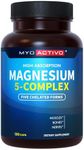 MyoActivo 5-in-1 Magnesium Complex - High Absorption - Chelated Magnesium Glycinate, Malate, Citrate, Taurate, & Aspartate for Nerves, Muscles, Bones | 120 Capsules | Magnesium Supplement