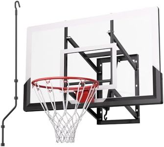 IGL Wall Mount Basketball Hoop, 52 Inch Wall Mounted Basketball Hoop Outdoor, 7.5-10 FT Adjustable Basketball Goal, Basketball Goal System with 18 Inch Pro Breakaway Rim, Reinforced Steel Bracket